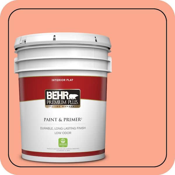BEHR PREMIUM PLUS 5 gal. #200B-4 Citrus Hill Flat Low Odor Interior Paint & Primer