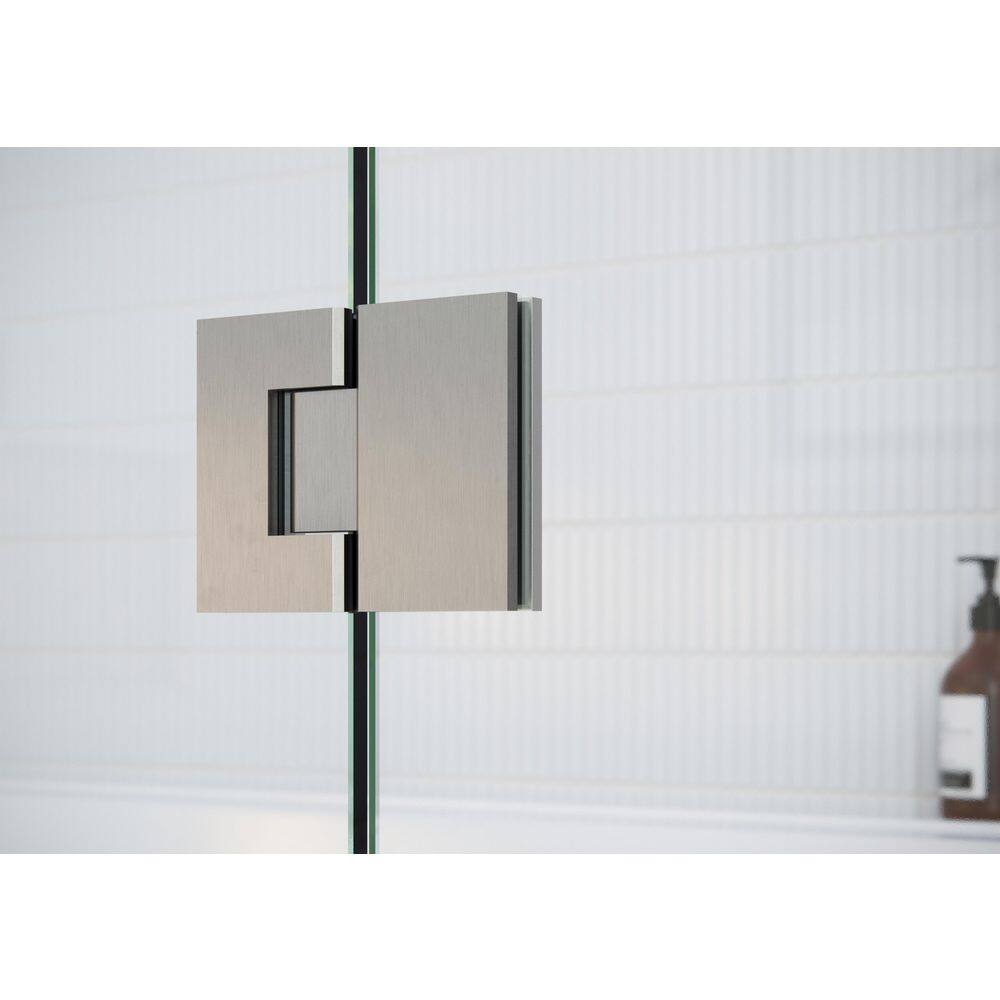 78" Frameless Clear Glass Shower Door with Brushed Nickel Hardware