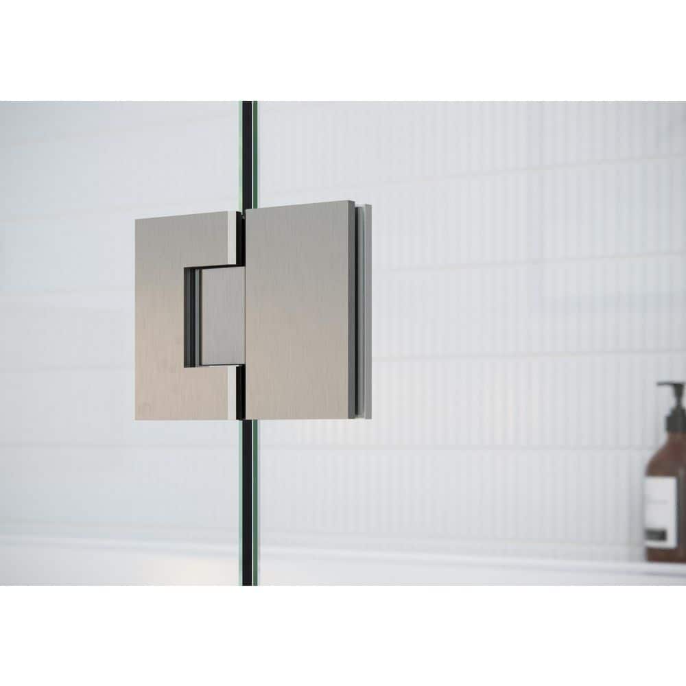 Halo 78'' x 34'' Brushed Nickel Frameless Glass Hinge Shower Door