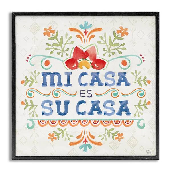 Stupell Industries Our House Pattern by Dina June Gray Framed Typography Giclee Art Print 24 in. x 24 in.