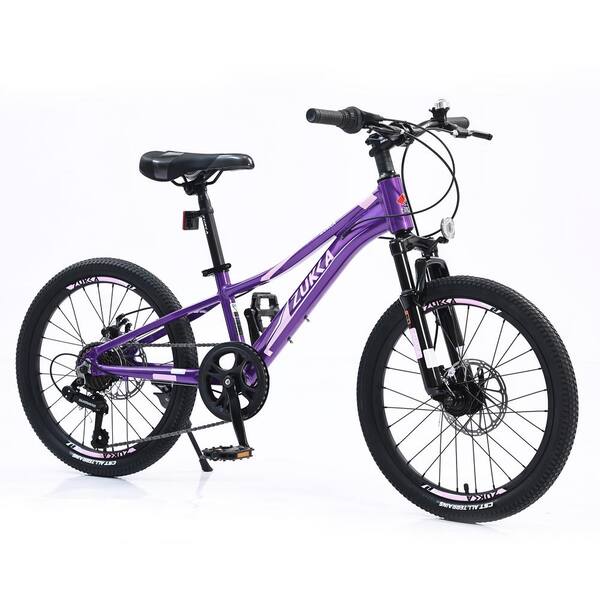 20 inch outdoor mountain bike shimano 7 speed aluminum frame bicycle for boys and girls youth men and women purple ER W101984859 The Home Depot