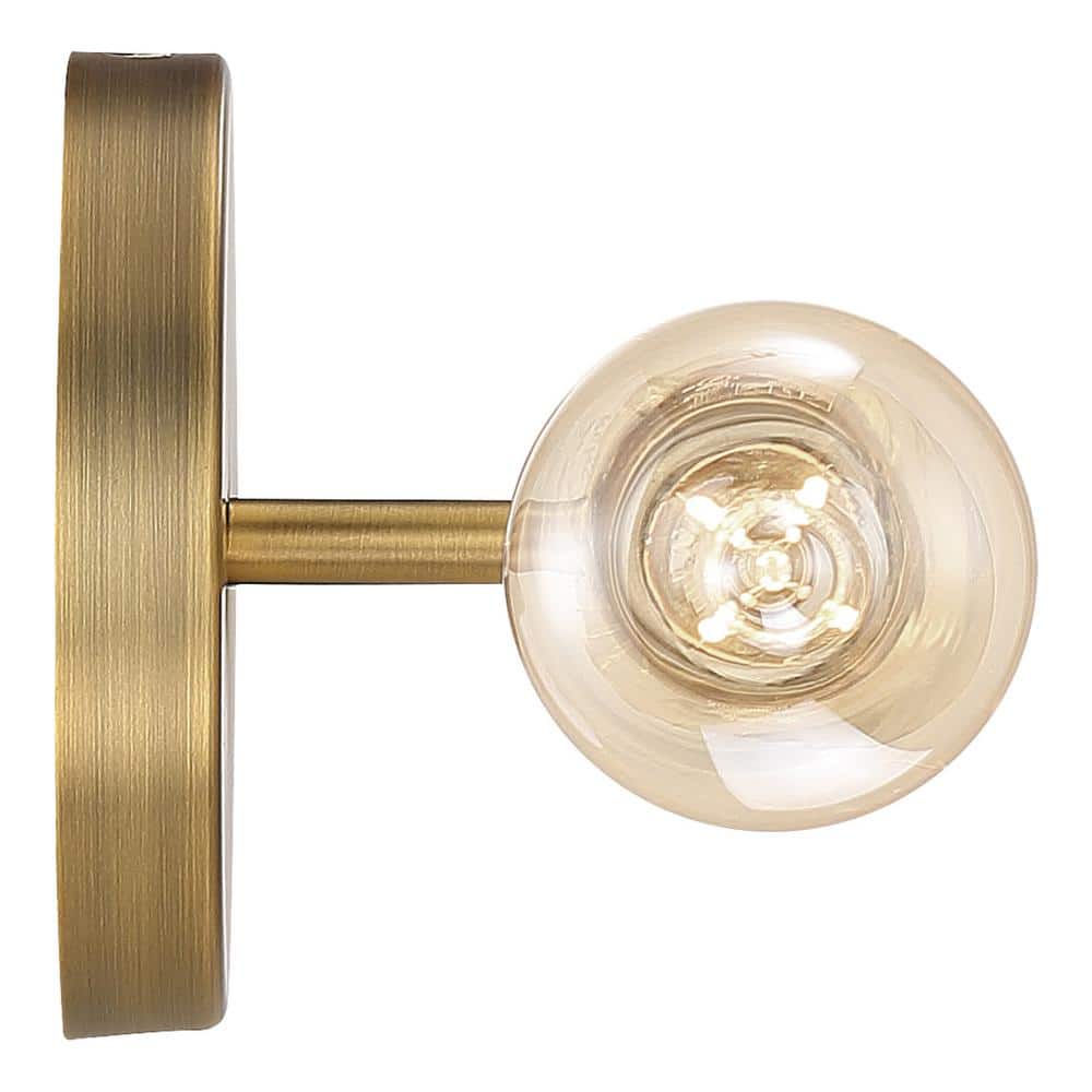 Iconic Dimmable LED Wall Sconce in Antique Brushed Brass and Black
