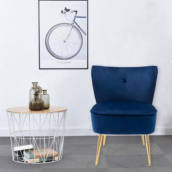 Unbranded Living room flanking velvet fabric chair (Navy)