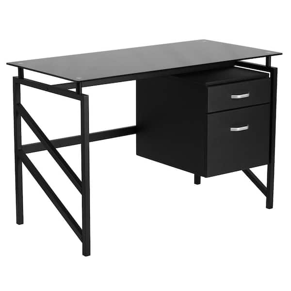 Carnegy Avenue 46 in. Black Rectangular 2 -Drawer Computer Desk with File Storage
