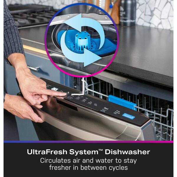 GE Profile 24 Built-In Pocket Handle Built-In Dishwasher with UltraFresh  in Fingerprint Resistant Stainless Steel