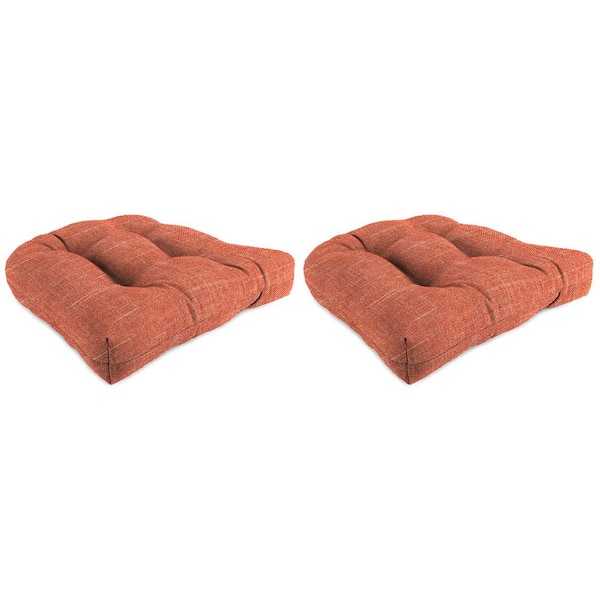 Jordan Manufacturing 18 in. L x 18 in. W x 4 in. T Wicker Outdoor Seat Cushion in Tory Sunset (2-Pack)
