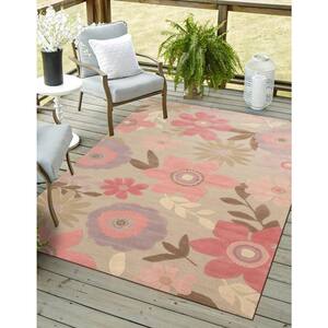 Gray 4 ft. x 4 ft. Round Transitional Oriental Florida Area Rug
