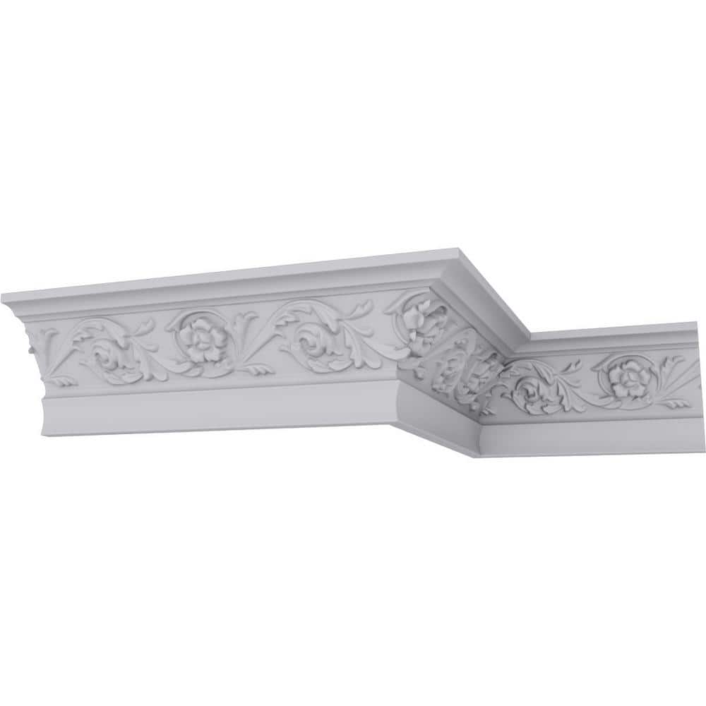 3 1/8"H x 2 1/8"P x 3 3/4"F x 94 1/2"L Floral Crown Moulding