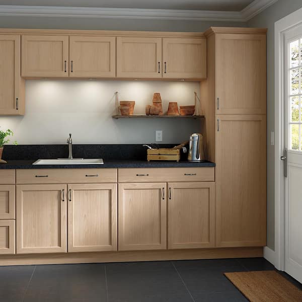 Hampton Bay Easthaven Shaker Assembled 18x36x12 In Frameless Wall Cabinet In Unfinished Beech Eh1836w Gb The Home Depot