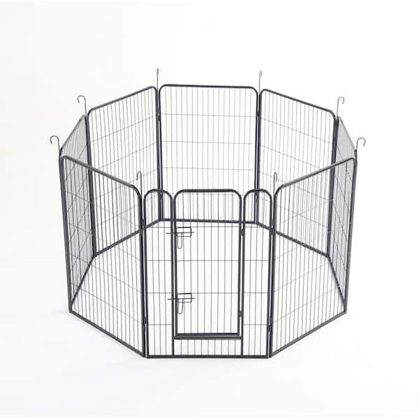 Amu Colo 39.37 in. H 8 -Panels Heavy-Duty Metal Playpen Dog Kennel Dog Fence Pet Exercise Pen for Outdoor, Indoor with Door