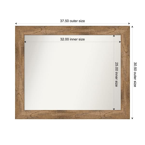Amanti Art Owl Brown 37.5 in. W. x 30.5 in. Custom Non-Beveled Wood Framed Bathroom Vanity Wall Mirror