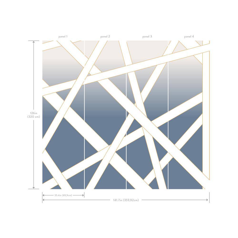 Nastri Shade Blue and Gold Geometric Wall Mural