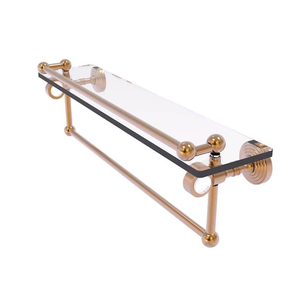 Pacific Grove 22 in. W x 6.8 in. H x 5.5 in. D Glass Rectangular Shelf in Brushed Bronze w/ Gallery Rail and Towel Bar