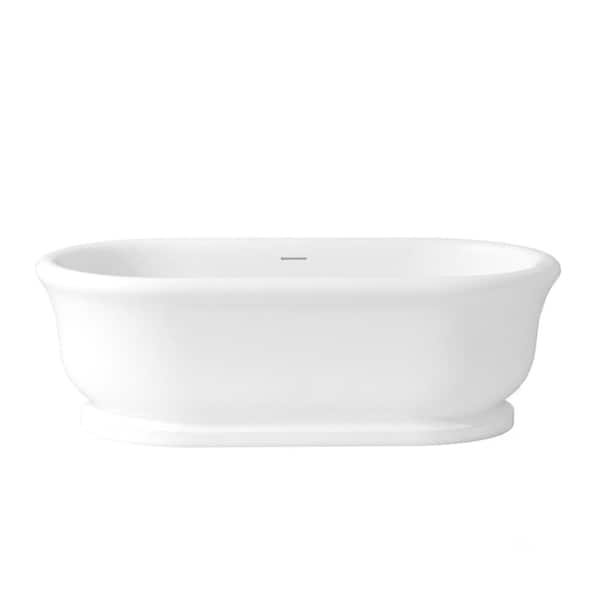67 in. Solid Surface Freestanding Bathtub in Matte White