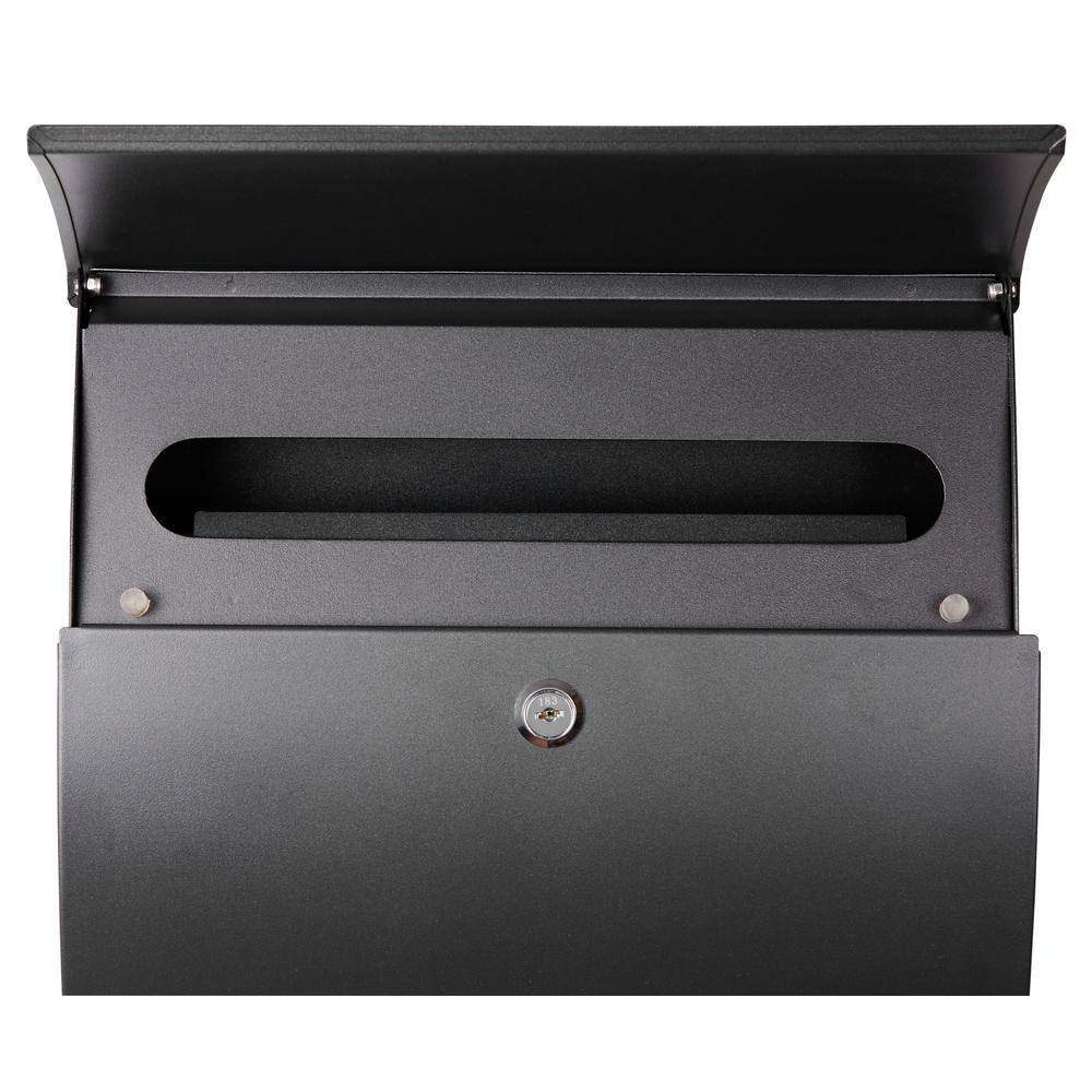 Black Steel Contemporary Lockable Wall Mounted Mailbox