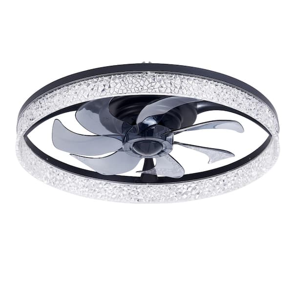 13 in. Dimmable LED Indoor Black Low Profile Flush Mount Ceiling Fan with Light and Remote Control