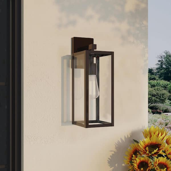 Hukoro Martin 17.5 in. 1-Light Bronze Hardwired Outdoor Wall Lantern Sconce with No Bulbs Included