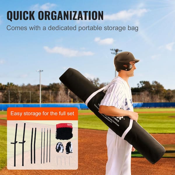 VEVOR 7 ft. x 7 ft. Baseball Softball Practice Net with Bow Frame, Carry Bag and Strike Zone