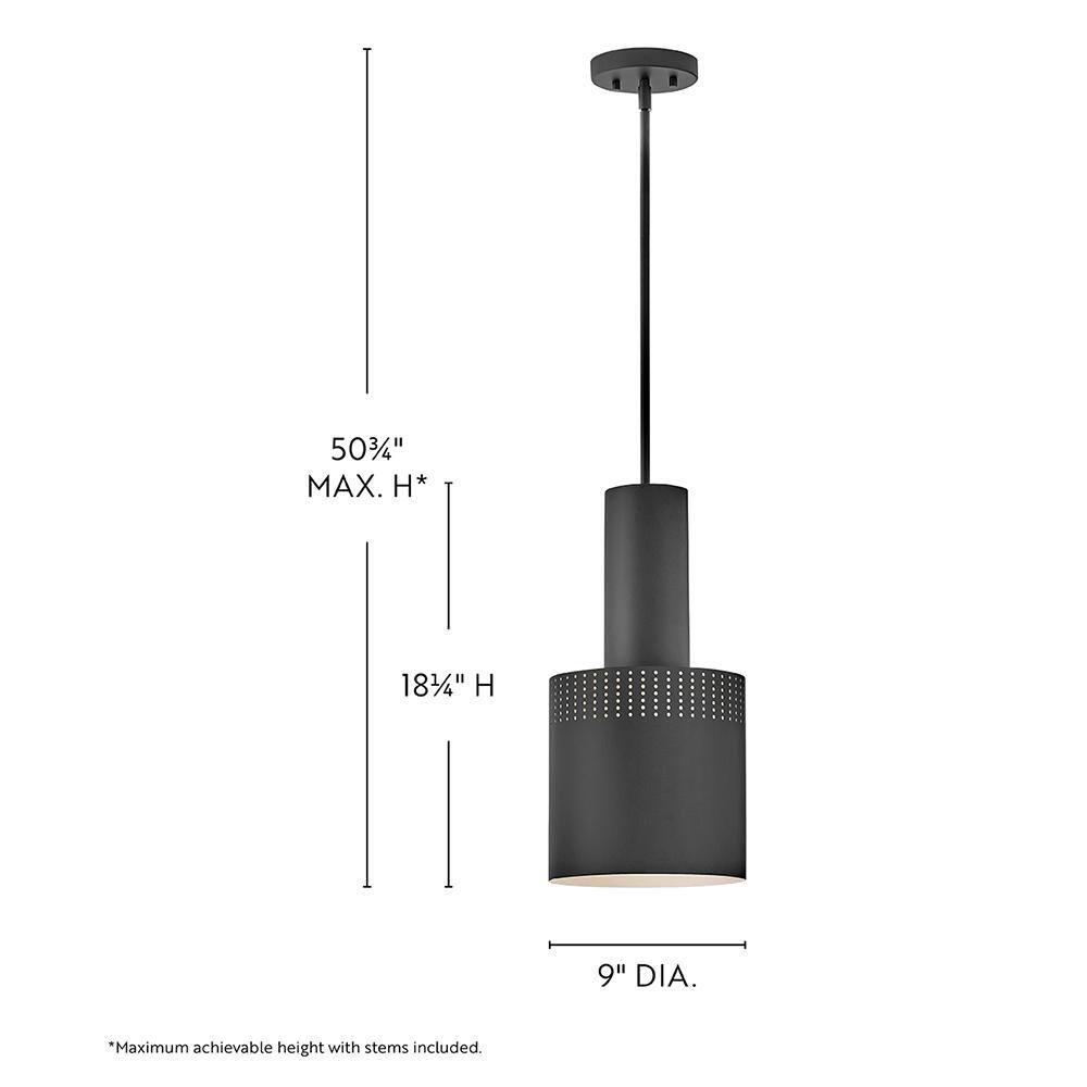Casey Black Steel Mini Pendant with LED Light