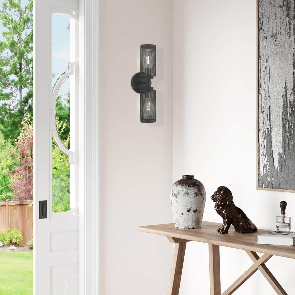 Industro Dual-Light Dimmable Sconce in Black & Brushed Nickel