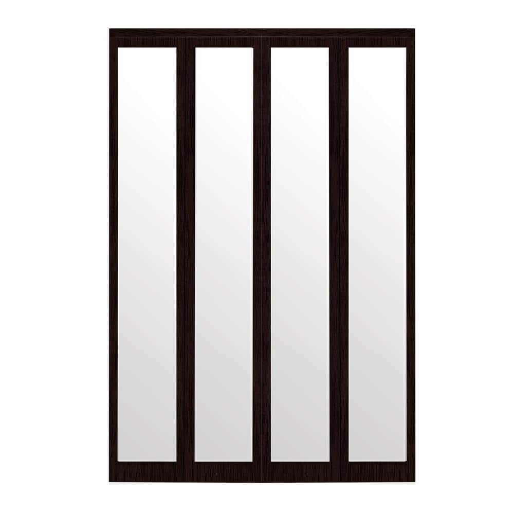 48 in. x 96 in. Mir-Mel Espresso Mirror Solid Core MDF Full-Lite Interior Closet Wood Bi-Fold Door with Matching Trim price history on PriceWatchPro