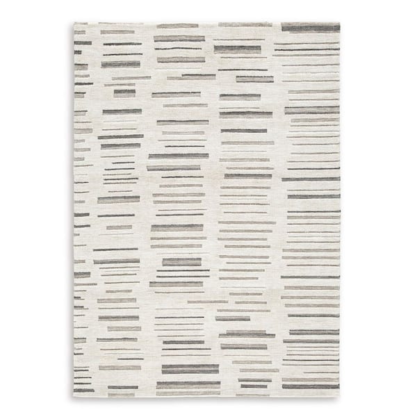 Leesdale 5 ft. x 7 ft. Ivory/Brown Striped Area Rug