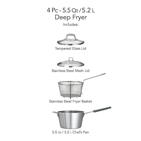 Tramontina Deeper Fryer W/Helper Handle Nonstick 5.5 qt, 80106/003DS