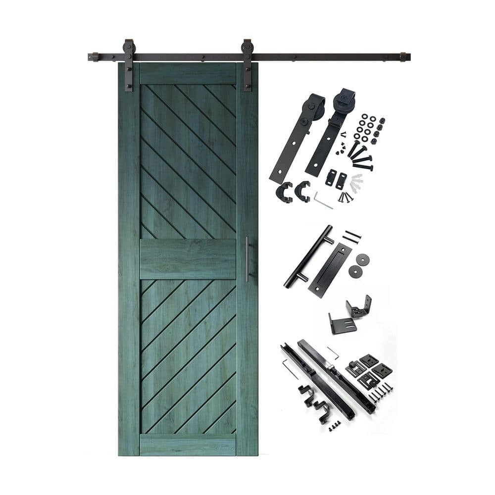 XT4 26 in. x 84 in. C-Panel Royal Pine Slanted Stripe Design Solid Pine Wood Sliding Barn Door with Hardware Kit price history on PriceWatchPro