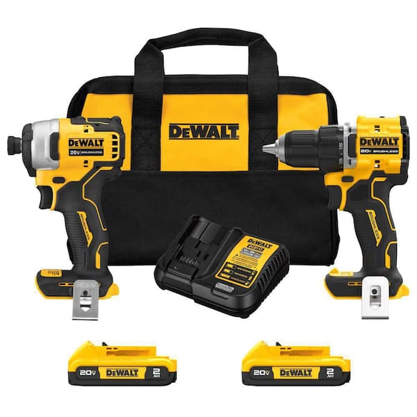ATOMIC 20V MAX Lithium-Ion Cordless Combo Kit (2-Tool) and ATOMIC 1/2 in. Ratchet with (2) 2Ah Batteries Charger and Bag