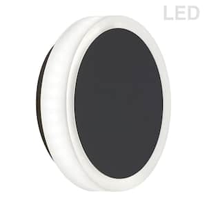 Topaz 12-Watt 1-Light Matte Black Integrated LED Wall Sconce with White Acrylic