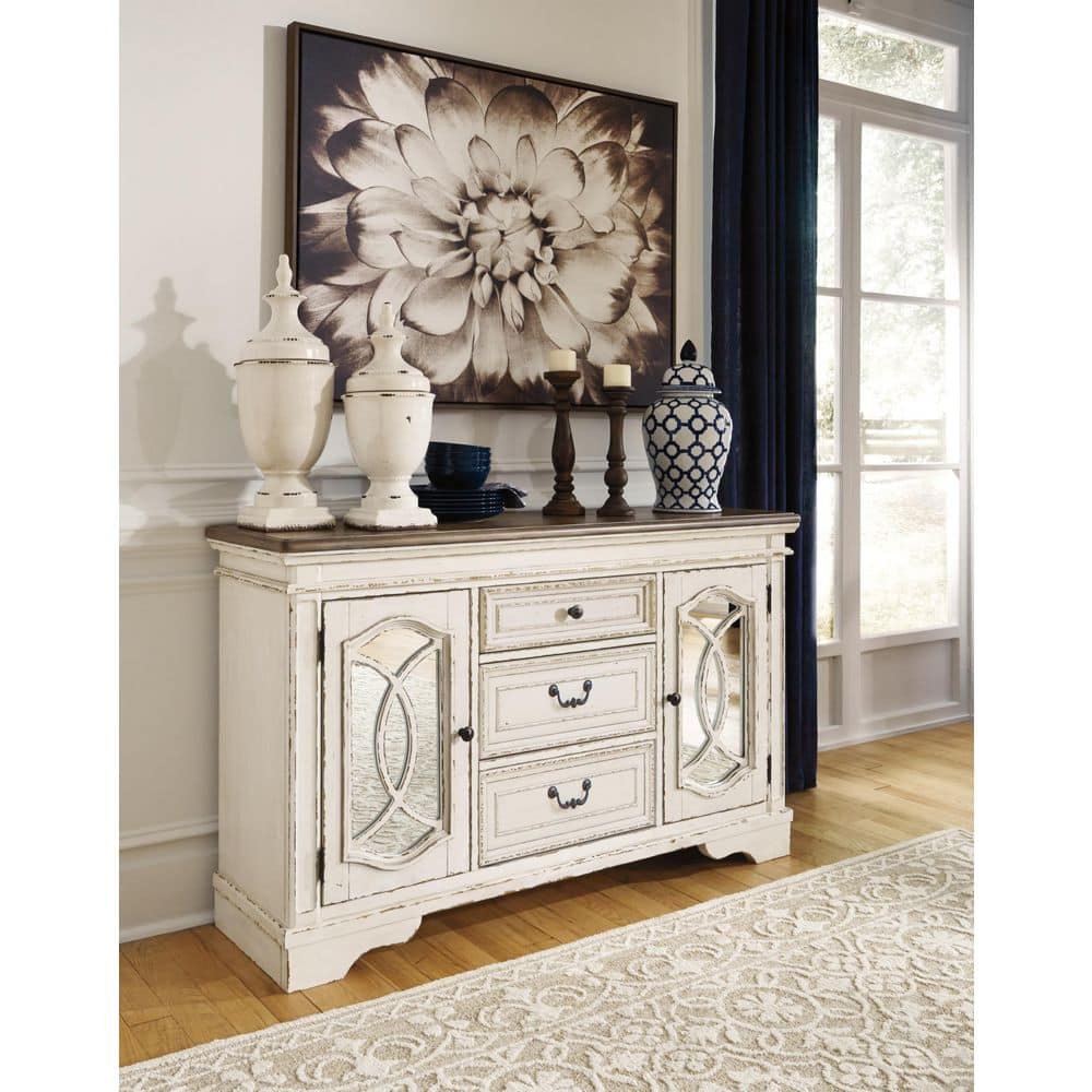 Signature DESIGN BY ASHLEY Realyn Vintage Antiqued White/Brown MDF