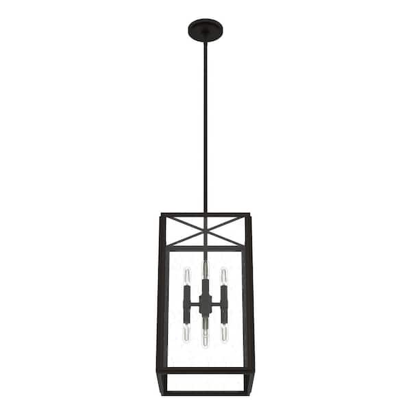 Hunter Felippe 8-Light Onyx Bengal Modern/Contemporary Seeded Glass Lantern LED Medium Hanging Pendant Light