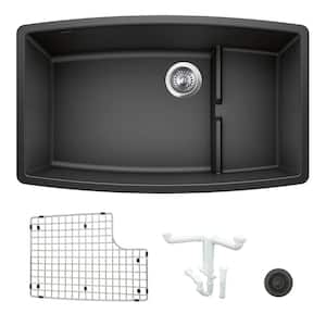 Performa 32 in. Undermount Single Bowl Anthracite Granite Composite Kitchen Sink Kit with Accessories