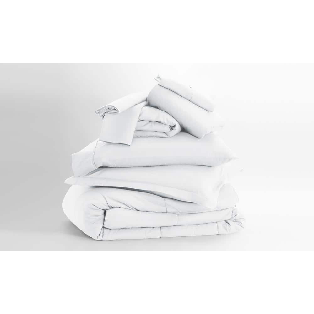 Queen White Microfiber Down Alternative Bed in a Bag Set
