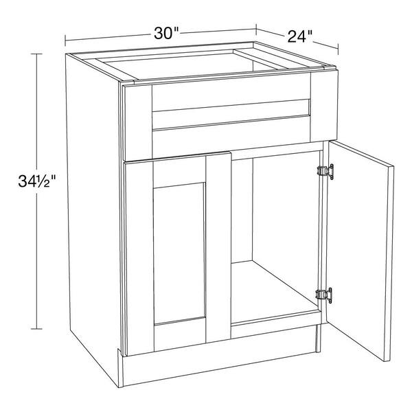Contractor Express Cabinets Arlington Vesper White Plywood Shaker Stock Assembled Sink Base Kitchen Cabinet Soft Close 30 in W x 24 in D x 34.5 in H