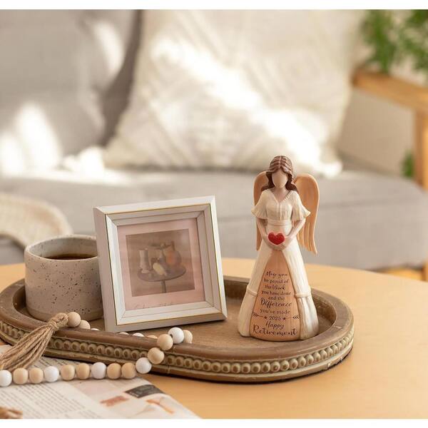 Brown Beaded Wood Oval Tray for Coffee Table and Home Decor