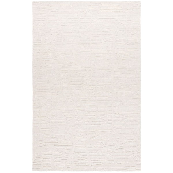 Ebony 5 ft. x 8 ft. Ivory Geometric Area Rug