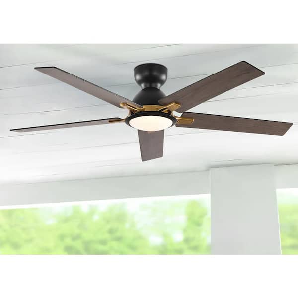 Breezary Mitch 52 in. Integrated LED Indoor Black Ceiling Fans with Light and Remote Control