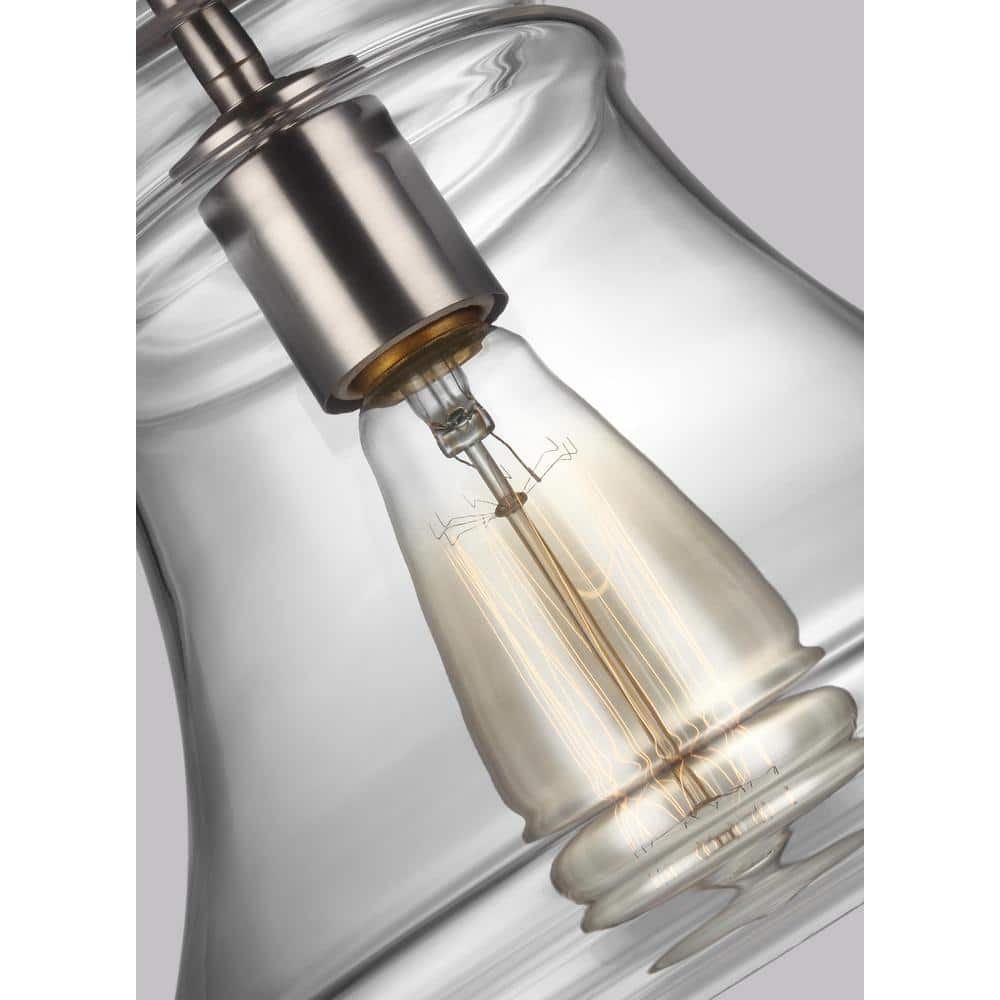 Doyle Satin Nickel Mini-Pendant with Clear Glass Shade