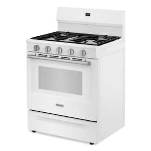 30 in. 4 Burners Freestanding Gas Range in White with Power Burner