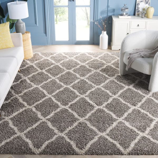 Hudson Shag 11 ft. x 15 ft. Gray/Ivory Ogee Area Rug