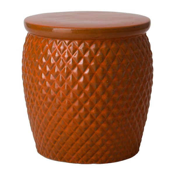 Emissary Pineapple Burnt Orange Ceramic Garden Stool