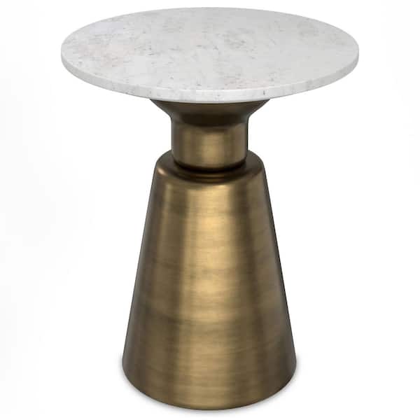 Leyla Modern Contemporary 16 in. Wide Metal Side Table in Antique Brass