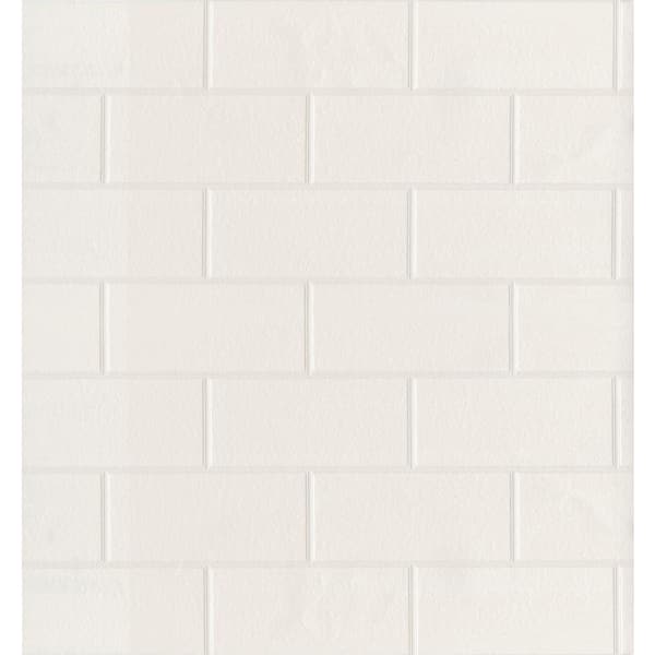 Brewster Paintable White Tile White Wallpaper Sample