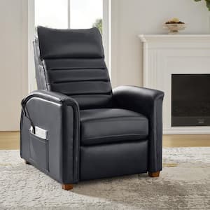 JAYDEN CREATION Felisa Navy Transitional Genuine Leather Recliner