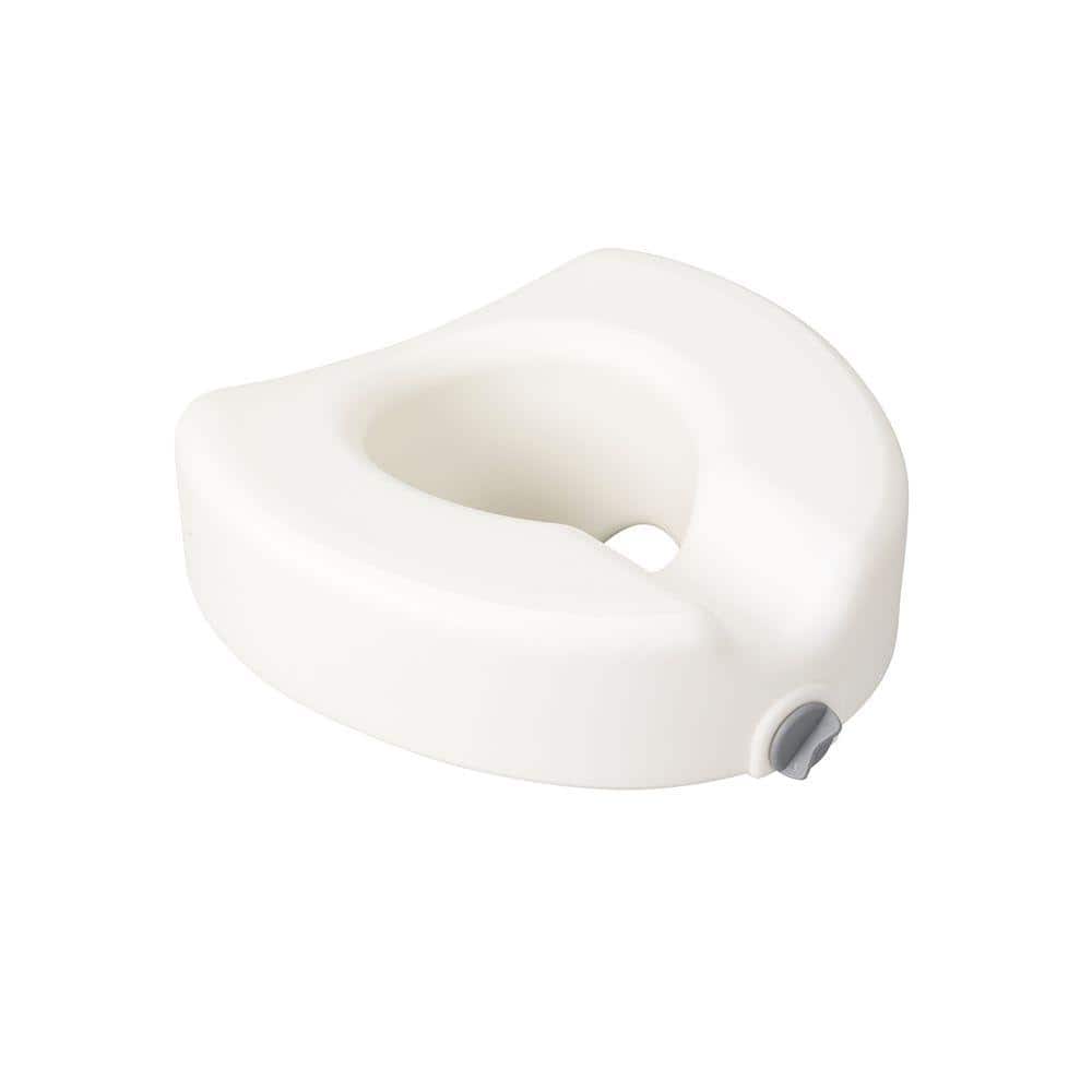 Medline 5 inch Elevated Locking Toilet Seat Without Arms, White, Microban Treated | G4-111MX1