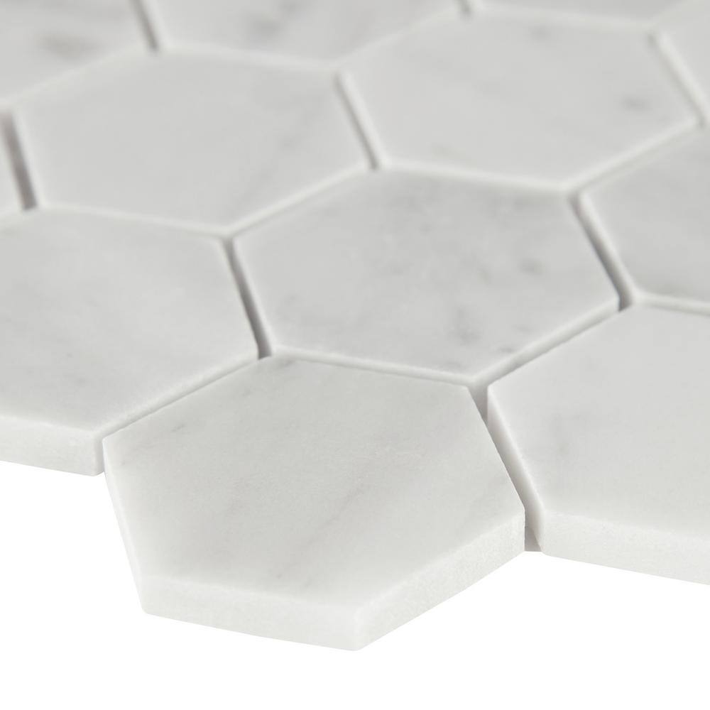 Carrara White Hexagon Honed Marble Mosaic Tile Sheet
