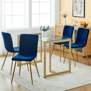 Scargill Blue Textured Fabric Upholstered Dining Chairs (Set of 4)