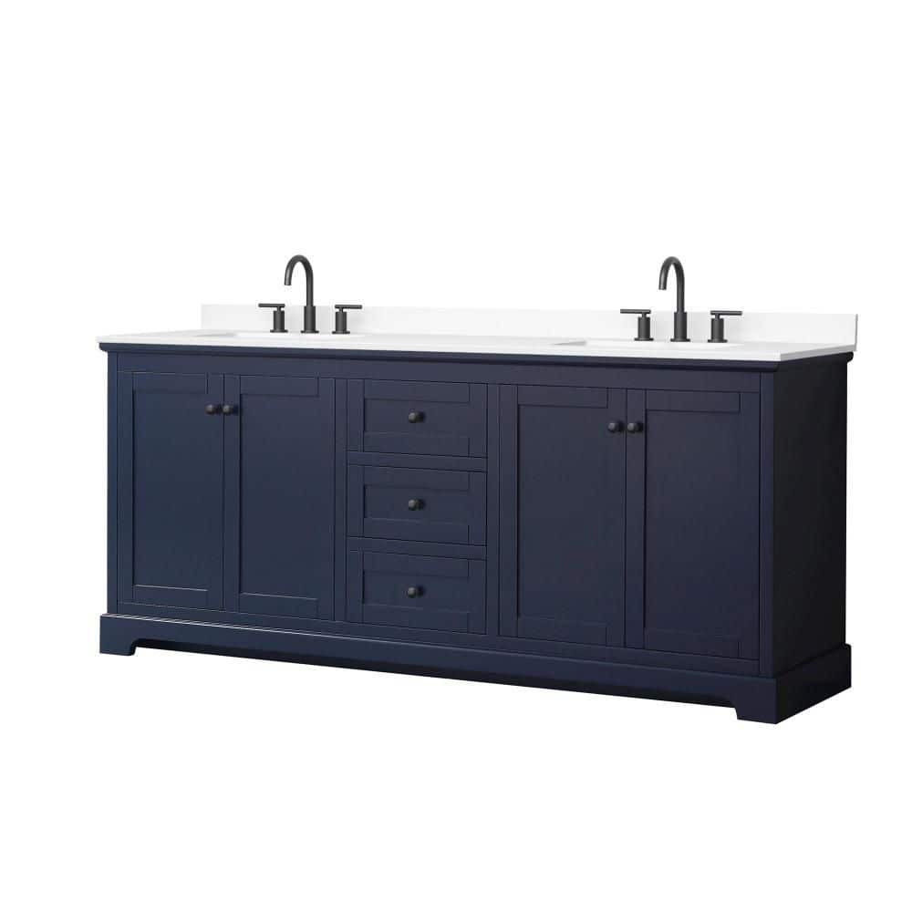 Avery 80 in. Double Freestanding Dark Blue Bath Vanity with Top price history on PriceWatchPro
