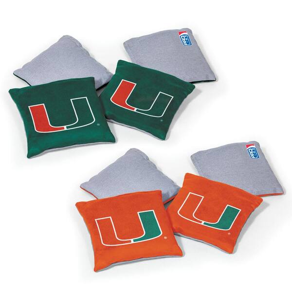 Wild Sports Miami Hurricanes 16 oz. Dual-Sided Bean Bags (8-Pack)